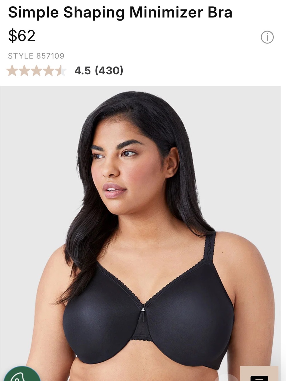 Wacoal Black Full Coverage minimizer Bra